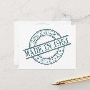 Carte Postale Fabriqué en 1951 Logo de tampon en caoutchouc rond