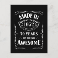 Fabriqué en 1952 70 ans d'être génial anniversaire