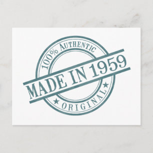 Carte Postale Fabriqué en 1959 Logo de tampon en caoutchouc rond
