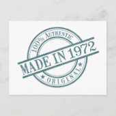 Carte Postale Fabriqué en 1972 Anniversaire en caoutchouc logo r (Devant)