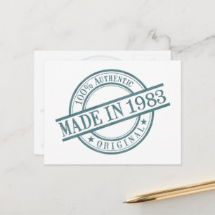 Carte Postale Fabriqué en 1983 Logo de tampon en caoutchouc rond
