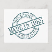 Carte Postale Fabriqué en 1985 Logo de l'année de naissance tamp (Devant)