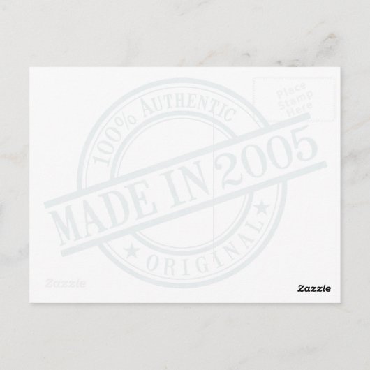 Carte Postale Fabriqué en 2005 Anniversaire en caoutchouc logo r (Dos)