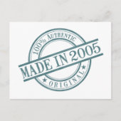 Carte Postale Fabriqué en 2005 Anniversaire en caoutchouc logo r (Devant)