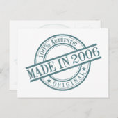 Carte Postale Fabriqué en 2006 Anniversaire en caoutchouc logo r (Devant / Derrière)