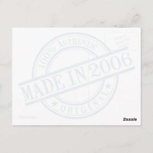 Carte Postale Fabriqué en 2006 Anniversaire en caoutchouc logo r (Dos)