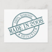 Carte Postale Fabriqué en 2008 Tampon en caoutchouc de logo de l (Devant)