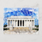 Carte Postale façade du Lincoln Memorial en aquarelle (Devant)