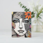 Carte Postale Face Abstraite des femmes médiatiques mixtes (Debout devant)