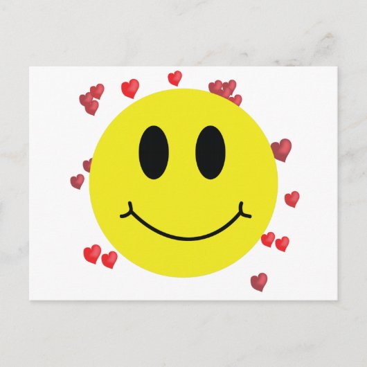 Carte Postale Face aux Coeurs rouges (Devant)