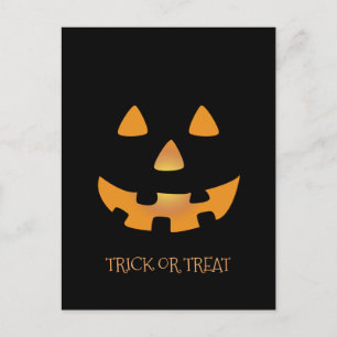 Carte Postale Face citrouille d'Halloween sur arrière - plan noi