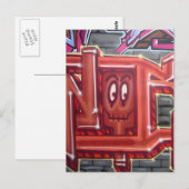 Carte Postale Face de graffiti rouge (Devant / Derrière)