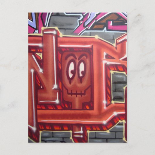 Carte Postale Face de graffiti rouge (Devant)