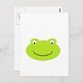 Carte Postale Face de grenouille verte mignonne (Devant / Derrière)