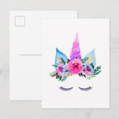 Carte Postale Face de licorne magique mignonne (Devant / Derrière)
