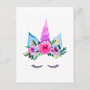 Carte Postale Face de licorne magique mignonne