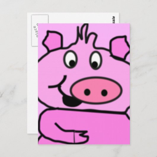 Carte Postale Face Pig dessinée (Devant / Derrière)