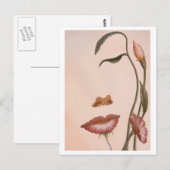 Carte postale face profil de conception de fleurs (Devant / Derrière)
