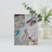 Carte Postale Face Random Words Abstract Mixed Media Collage (Debout devant)