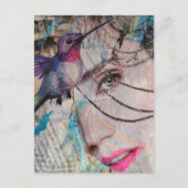Carte Postale Face Random Words Hummingbird Mixed Media Collage (Devant)