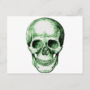 Carte Postale Face verte du crâne humain