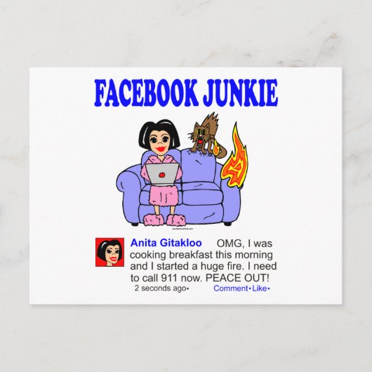 CARTE POSTALE FACEBOOK JUNKIE (Devant)