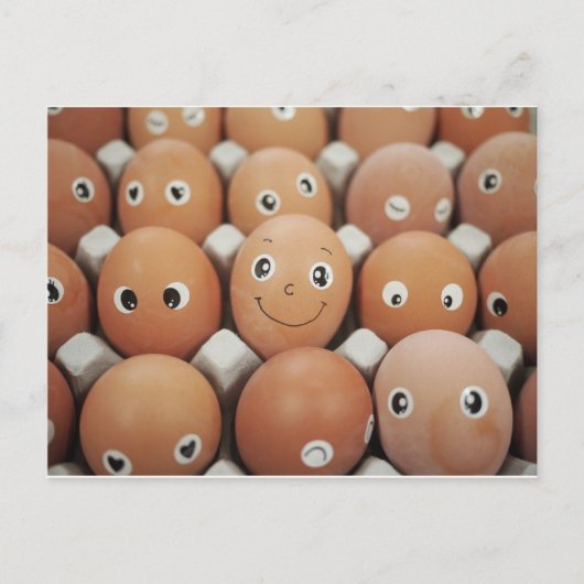 Carte Postale Faces d'oeuf amusant - Petit déjeuner Alimentation (Devant)