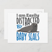 Carte Postale Facile à distraire par bébé phoques phoques Louveu (Devant / Derrière)