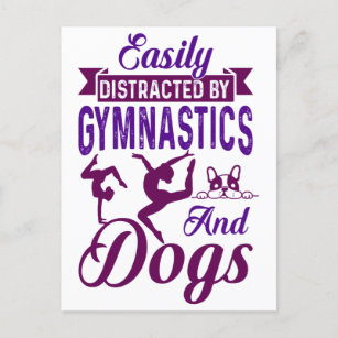 Carte Postale Facilement distrait par la gymnastique et les chie