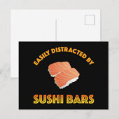 Carte Postale Facilement Distrait Par Les Bars À Sushi (Devant / Derrière)