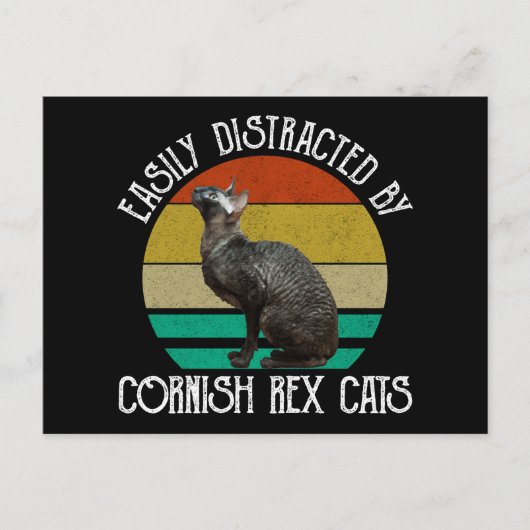 Carte Postale Facilement Distrait Par Les Chats Cornish Rex (Devant)