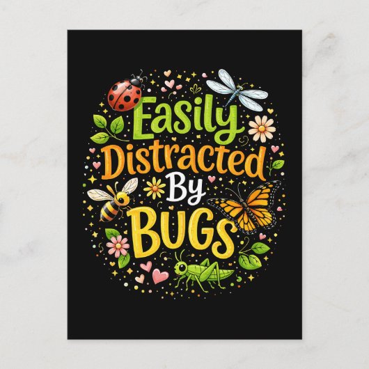 Carte Postale Facilement distrait par les insectes (Devant)