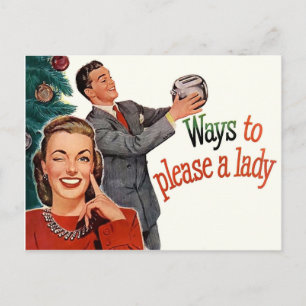 Carte Postale Façons de plaire à une dame, Noël drôle vintage