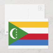 Carte Postale Faible coût ! Drapeau des Comores (Devant / Derrière)