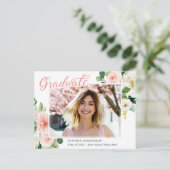 Carte Postale Faire annonce de remise de diplôme florale rose te (Debout devant)