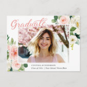 Carte Postale Faire annonce de remise de diplôme florale rose te (Devant)