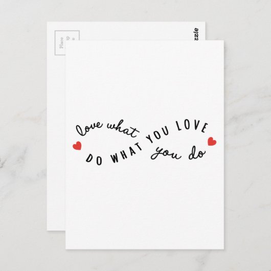 Carte Postale faire ce que vous aimez, l'art du mot inspirant (Devant / Derrière)