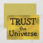 Carte Postale FAIRE CONFIANCE à l'univers Puissant Citation Or (Devant / Derrière)