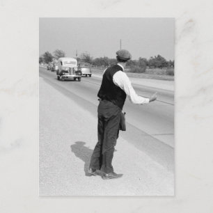 Carte Postale Faire de l'auto-stop, 1939