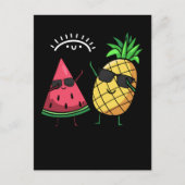 Carte Postale Faire le dab avec pastèque ananas Kawaii Fruits d' (Devant)