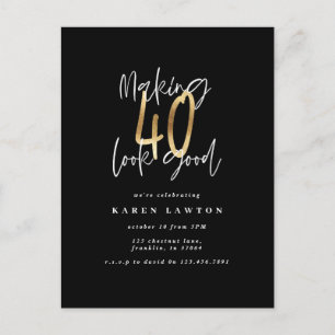 Carte Postale faire paraître 40 ans bien moderne anniversaire or