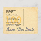 Carte Postale Faire-part 100e Save the Date Gris Foncé Or ÉTOILES G80D (Dos)