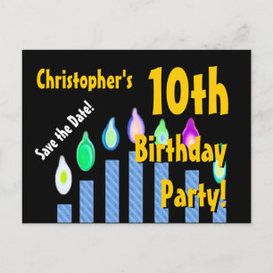 Carte Postale Faire-part 10e anniversaire Save the Date Festive Candles V13