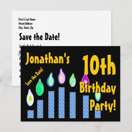 Carte Postale Faire-part 10e anniversaire Save the Date Festive Candles V13 (Devant / Derrière)