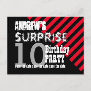 Carte Postale Faire-part 10e anniversaire surprise TWEEN Enregistrez la dat