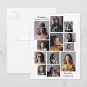 Carte Postale Faire-part 12 Collage photo Diplômé Nom Promotion 2023  (Devant / Derrière)