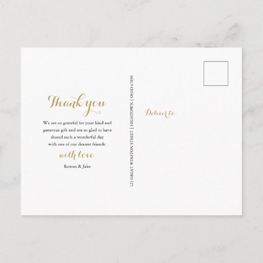 Carte Postale Faire-part 12 photos de mariage en collage remerciements (Dos)