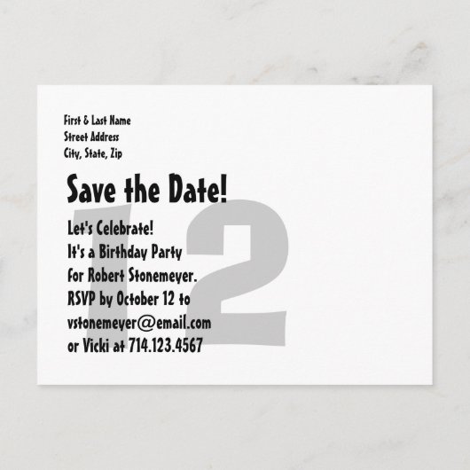 Carte Postale Faire-part 12e anniversaire moderne Enregistrer la date Rouge (Dos)