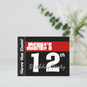 Carte Postale Faire-part 12e anniversaire moderne Enregistrer la date Rouge (Debout devant)