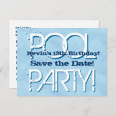 Carte Postale Faire-part 13e anniversaire Pool Party Enregistrer la date V0 (Devant / Derrière)
